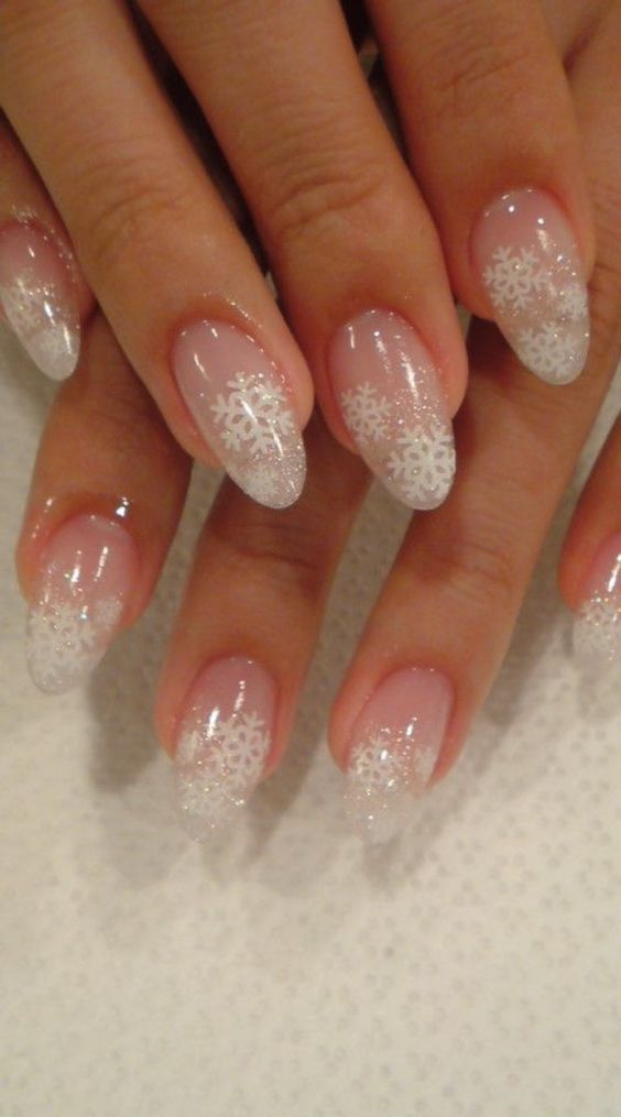 57 Festive Christmas Nail Art Ideas Snowflake On Nude Pink Winter Nails Best Acrylic Nails Ombre Nails Nail Art Designs Lipsticks