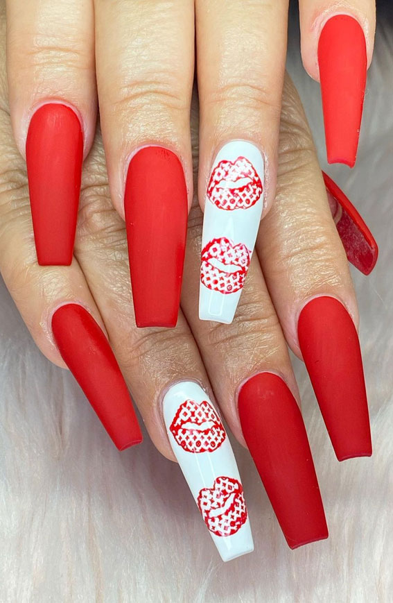 red LV birthday  Red acrylic nails, Swag nails, Dream nails