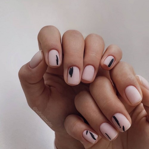 Minimalist Nude Short Nail Art Design 4088