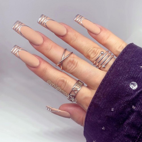 Nude Nails That Re Elegant And Timeless Silver Tip Nude Nails