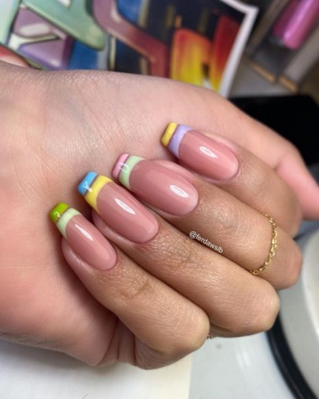 11 Colorful French tip Nails 2021 | Colored French Manicure Designs