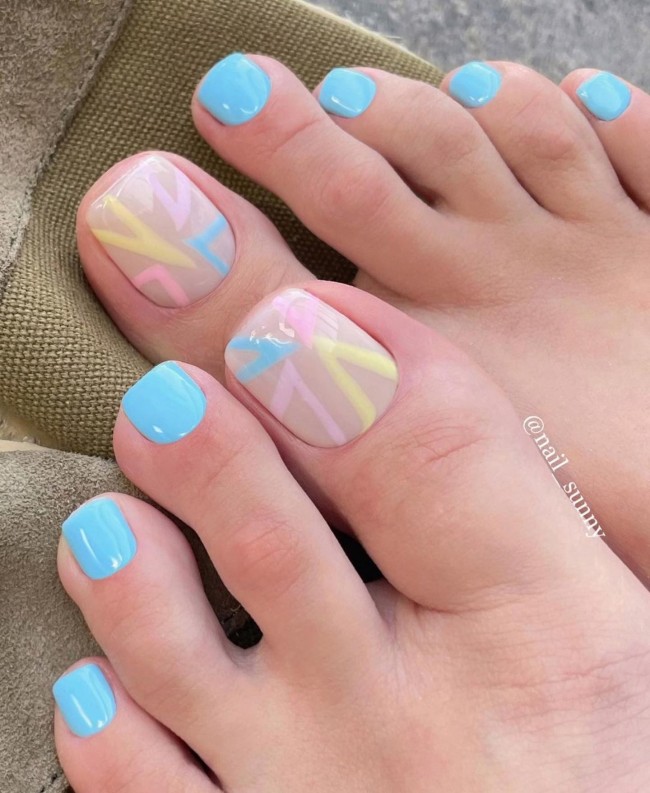 32 Cute Pedicure For Summer — Aqua Blue