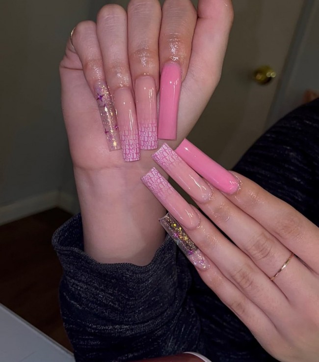 pink dior nails