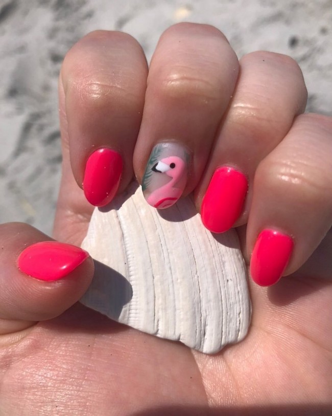 50+ Flamingo Nail Art Designs — Hot Pink Flamingo Nails