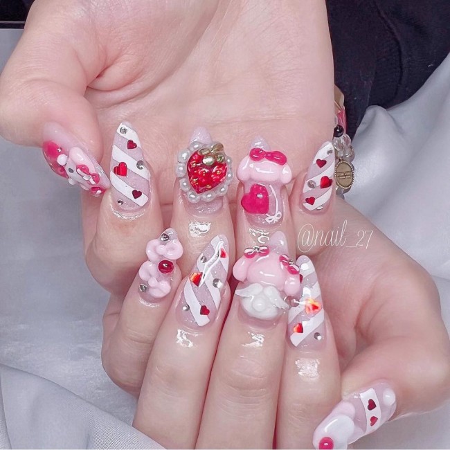 Hello kitty LV nails 😍 in 2023  Hello kitty nails, Cute acrylic