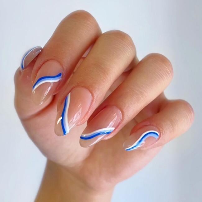 Royal Blue Nail Designs For Everyone Shades Of Blue Swirl Nude Nails