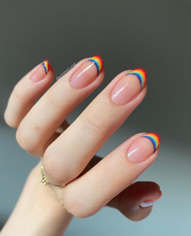77 Summer French Nails That'll Match Your Wardrobe — Rainbow French Tip