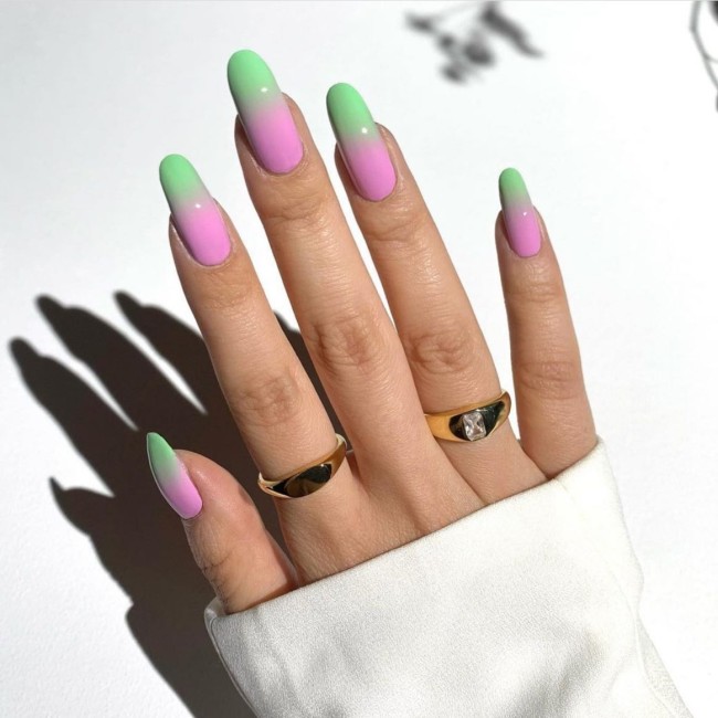 30 Best Spring Nail Colors and Designs — Ombre Mint and Pink Nail Design