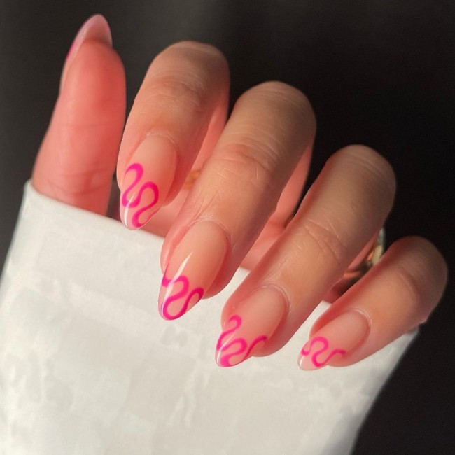 Best Spring Nail Colors And Designs Pink Swirl Tip Nail Design