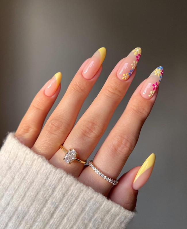 30 Best Spring Nail Colors and Designs — Pastel Yellow & Flower Nail Design