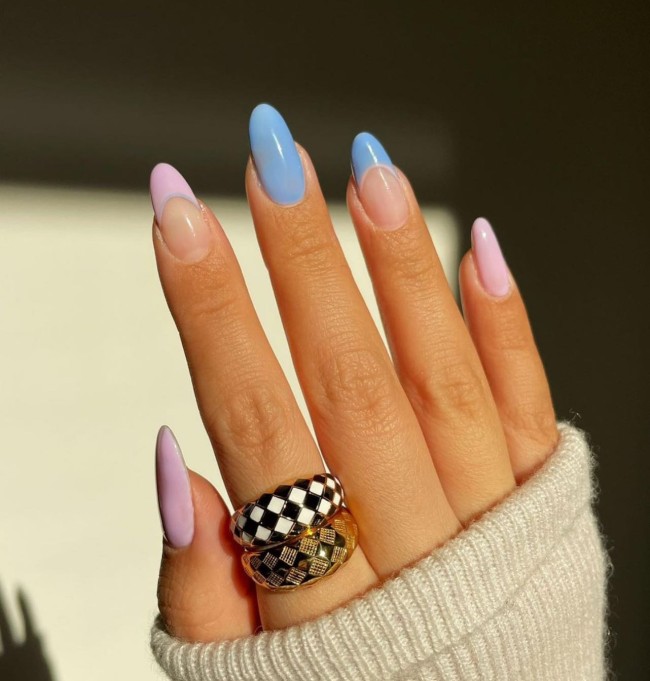 30 Best Spring Nail Colors and Designs — Soft Pink and Blue Nail Design