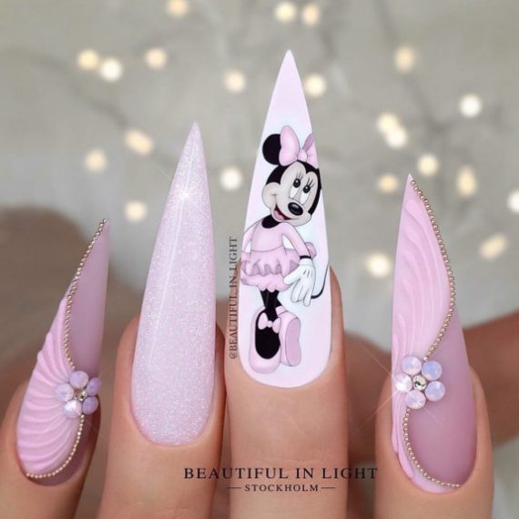 Cute Minnie Mouse Nail Ideas Minnie Pink Stiletto Nails