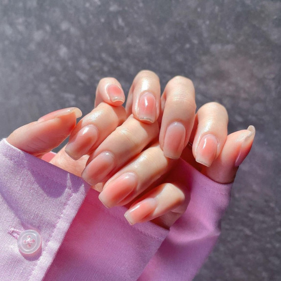 Cute Peach Nail Ideas Glitter Tip Peach Ombre Nails