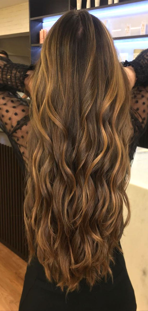 brown hair with copper highlights, balayage hair color, brown hair, brown hair color ideas, layered hair cut