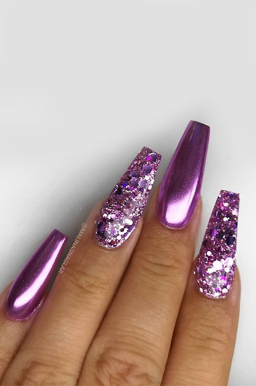 purple nails, purple fall nails, purple fall nails with glitter, glitter nails