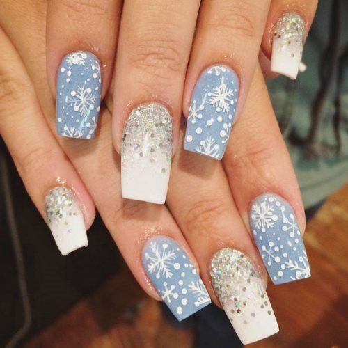 57 Festive Christmas Nail Art Ideas : Frosty Blue nails