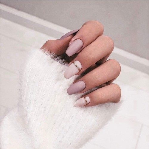 Mauve Coffin Nails –  Pretty Spring Nail Art ideas 2021