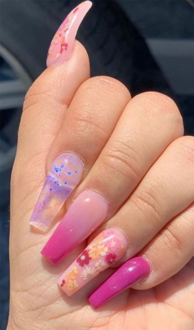 Ombre flower nails