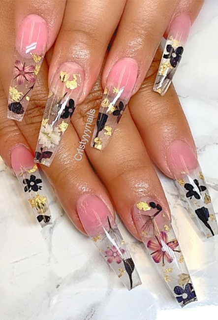 Dried flower press clear coffin nails
