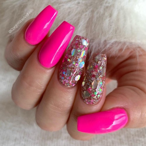 Hot Pink Nails : 12 Cute Ways To Wear Hot Pink Nail Art Designs