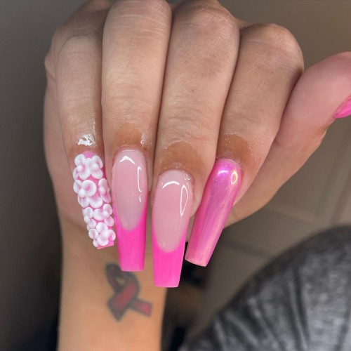 hot pink french nails, bright pink tip nails, hot pink tip nails, hot pink french tip acrylic nails, french acrylic nails, hot pink french tips, hot pink french tip nails, pink french tip acrylic nails, pink frenchie, almond shaped pink french nails