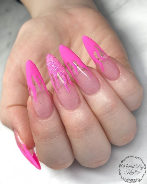 hot pink flame nails, hot pink french nails, bright pink tip nails, hot pink tip nails, hot pink french tip acrylic nails, french acrylic nails, hot pink french tips, hot pink french tip nails, pink french tip acrylic nails, pink frenchie, almond shaped pink french nails