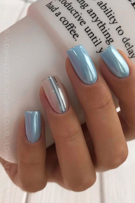 Blue chrome nails