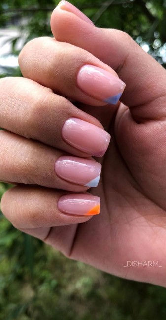 Pastel Side French Tip Nails