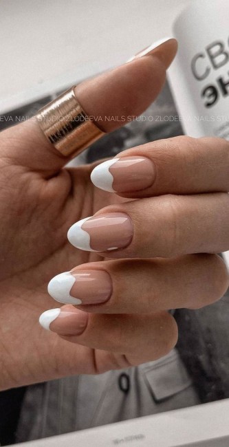 White Tip Nail Art Design