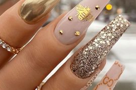 coffin glitter nails with 3d flower, glitz and glam nails, glam and glits nails, glitz and glam nail art designs, glam coffin nails, glam long coffin nails, acrylic nail art designs, glitz and glam glitter, acrylic nails coffin shape