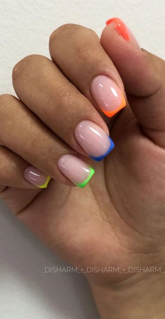 Colorful french tip nails