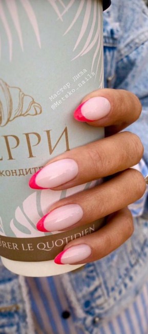 Bright Pink French Tip Nails