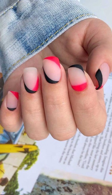 black and red nails, black and red nail art, summer nails, modern french tip nails, black and red nail tips, summer nail art designs, nail art design, black and red nail art designs