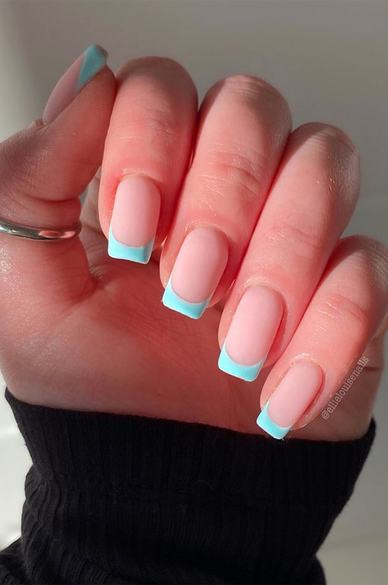 Aquamarine French Tip Nails