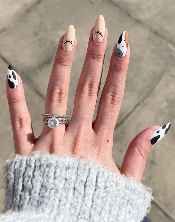 Cow print nail art design