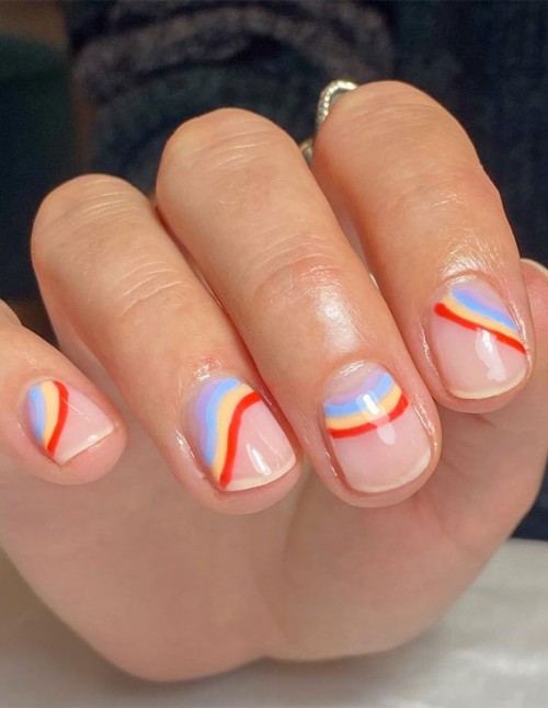 12 Cute & Unique Summer Nail Art Designs : rainbow short nail art design