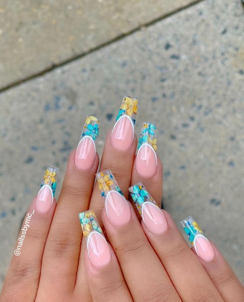 Flower French Tip Nails