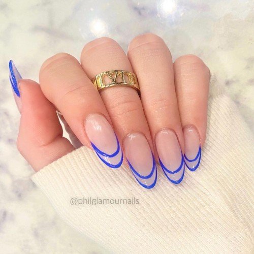 31+ Trendy Summer Nails to Make You Shine : Blue Outline French Tip Nails