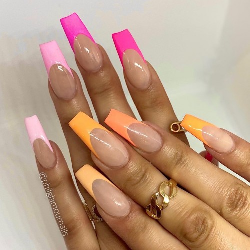 31+ Trendy Summer Nails to Make You Shine : Mix and match colorful French tips