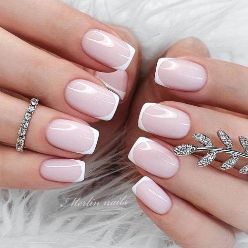 Classic French Tip Wedding Nails