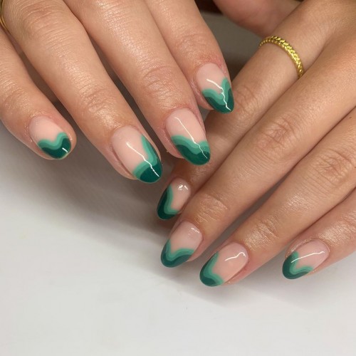 17+ Colored French Tip Nails 2021 : Green French Tip Nails