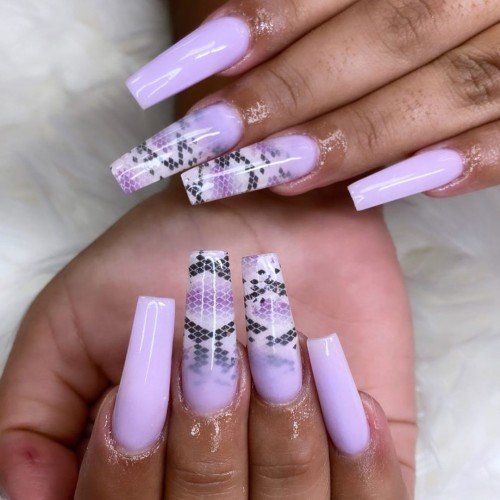 Lilac Snakeskin Nail Art