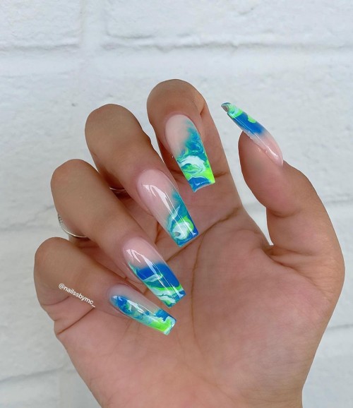 marble french tip nails, negative space nails, summer nail ideas 2021, summer nail trends 2021, summer nails, short summer nails 2021, summer manicure ideas, bright summer nails 2021, summer nail designs 2021, nail designs for summer, summer nail art 2021, acrylic nail designs for summer