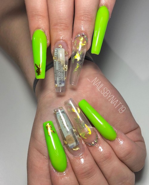 17+ Clear Nails For Any Season : Neon & Clear Nails