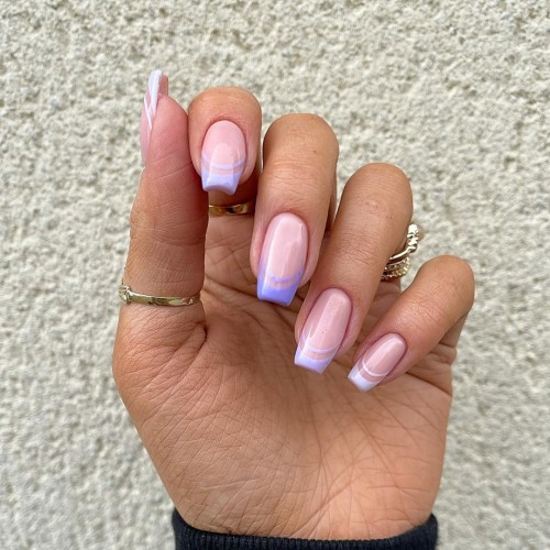 29+ The Best Neutral Nails : Light Pink Nails with Pastel Colored Tips