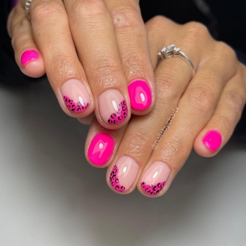 pink leopard nails, summer nail art, summer nails designs, summer nail designs 2021