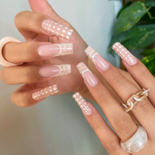 22+ Classy Way To Rock Nude Nails : Polka Dot & Snakeskin Nude Nails