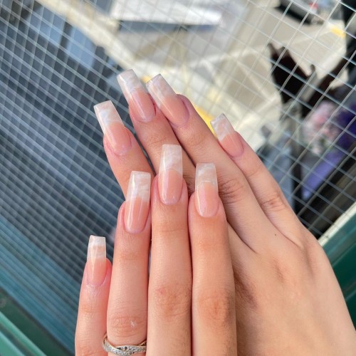 22+ Classy Way To Rock Nude Nails : Sheer Marble Nude Nails