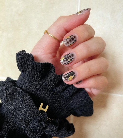 Snakeskin Nail Designs with Gold Foil