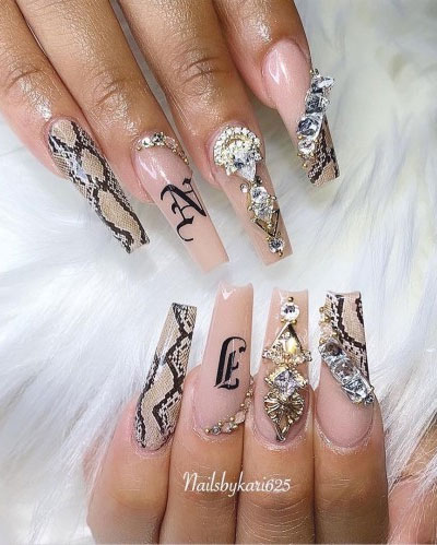 Nude Snakeskin Nail Art